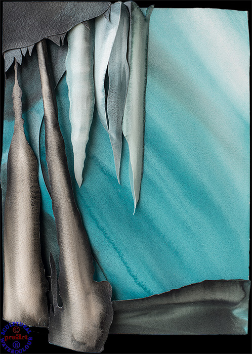 Inside a Melting Glacier - A Sculptural Watercolour by Prue Bishop